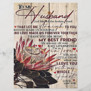 Menu Lettre mignonne au mari   Cadeau Design Cool  