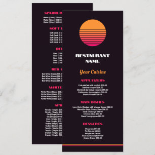 Menu Lever de soleil abstrait, Restaurant Mince