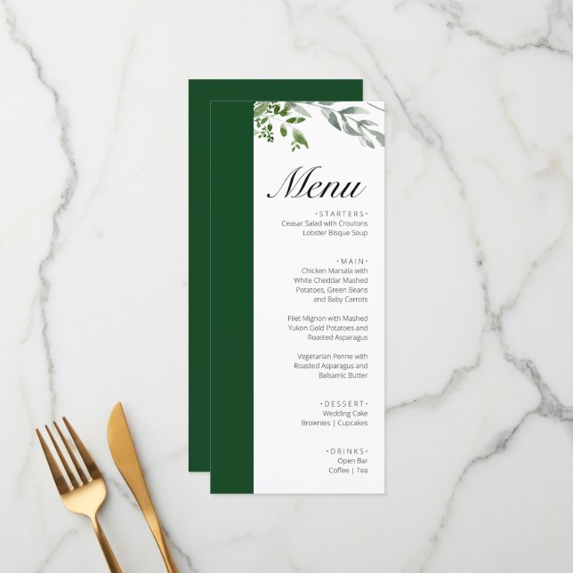 Menu LIFY Botanical Eucalyptus Feuille Mariage (Devant/Arrière en situation)