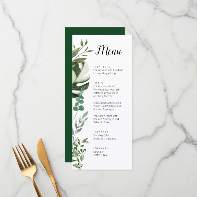 Menu LIFY Botanical Eucalyptus Feuille Mariage (Devant/Arrière en situation)