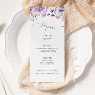 Menu Lilac lavender fleur sauvage minimaliste mariage