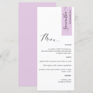 Menu Lilac Pink Personnalisé avec nom d'hôte Élégant