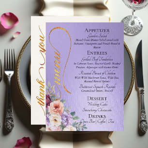 Menu Lilas Bleu - Fleurs Sauvages, Monogramme & Merci