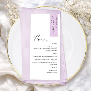 Menu Lilas Rose Personnalisé avec le nom de l'invité Él