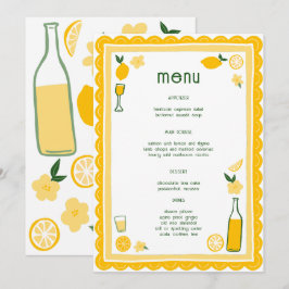 Menu Limoncello Lemonade Lemons Fête des mariées CUSTOM