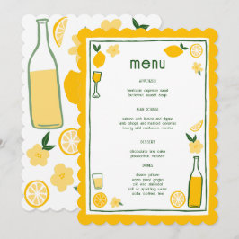 Menu Limoncello Lemonade Lemons Fête des mariées CUSTOM