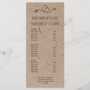 Menu Liste de prix de la boulangerie fait maison avec a