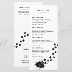 Menu Liste des prix des étapes de la rampe des pattes s