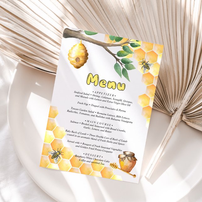 Menu Little Bee Baby shower (Créateur téléchargé)