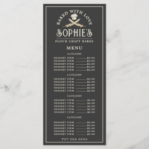 Menu Logo Baker unique boulangerie pâtisserie Chef noir