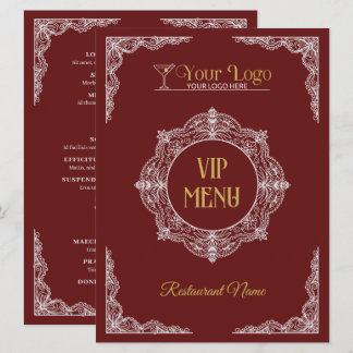 Menu Logo VIP élégant orné dessiné à la main Rouge