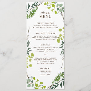 Menu Loin d'Eucalyptus Hand-Drawn Greenery Wedding