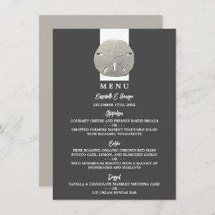 Menu Lone Sand Dollar - Charcoal Grey - Beach Wedding