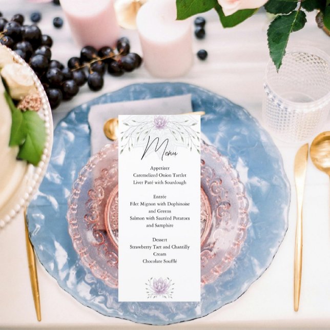 Menu Lotus simple feuille et rose avec Mariage Mandala (Créateur téléchargé)