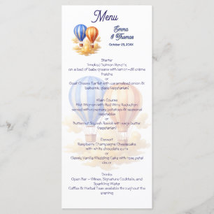 Menu Love Is in the Air Hot Air Balloon Travel Mariage