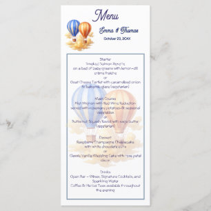Menu Love Is in the Air Hot Air Balloon Travel Mariage