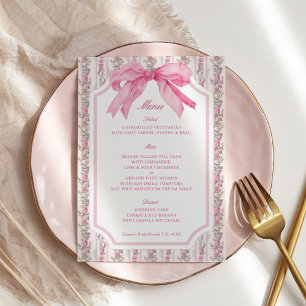 Menu Love Shack Vintage Floral Pink Bow Party
