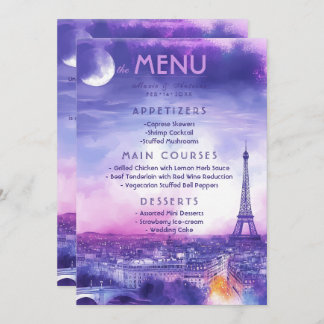 Menu + lovely text Amour Éternel Menükarte