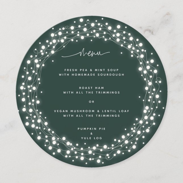 Menu Luminaires vertes rondes Dîner de Noël (Devant)