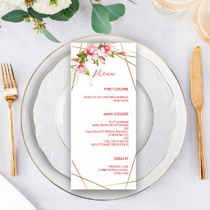 Menu Magnolias Faux Gold Foil Frame Rustique Mariage