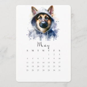 Menu Mai Calendrier autonome allemand berger chien art