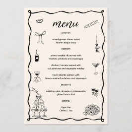 Menu Main Drawn Black qui est une plus Fête des mariées