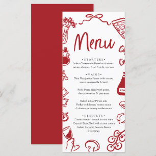 Menu Mains Rouges Tirées Italiennes Whimsical Pizza Pas