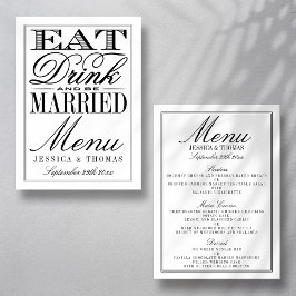 Menu Mangez, buvez et soyez mariés Mariage noir/blanc m