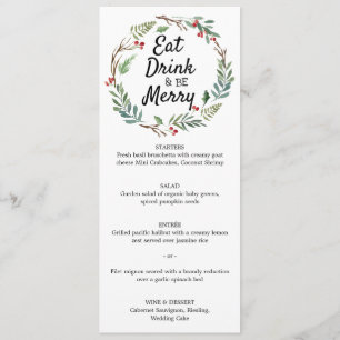 Menu Mangez un verre et soyez un joyeux dîner de Noël