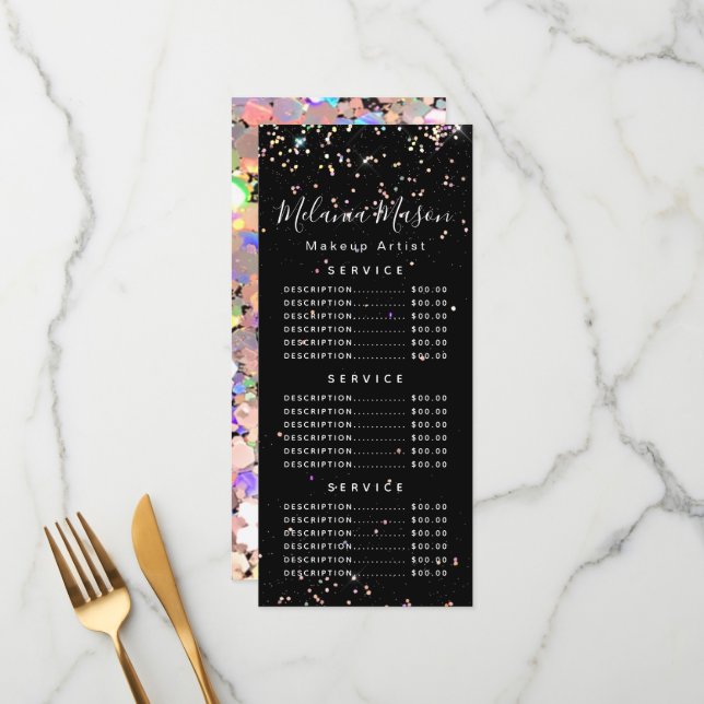 Menu Maquillage Holographique Parties scintillant Artis (Devant/Arrière en situation)