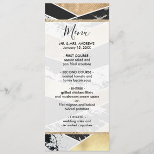 Menu Marbre blanc Parties scintillant doré moderne géom