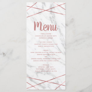 Menu Marbre blanc Rose ligne or Mariage géométrique men