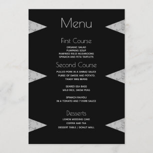 Menu Marbre gris moderne Mariage noir