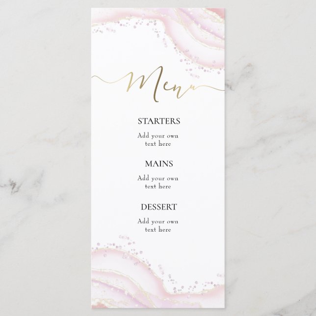menu marbre rose aquarelle (Devant)