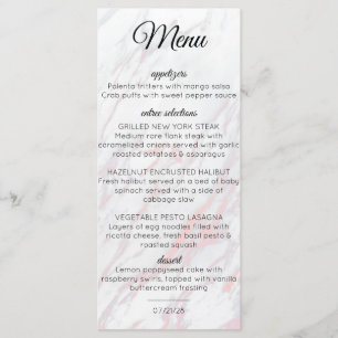 Menu Marbre rose et gris moderne