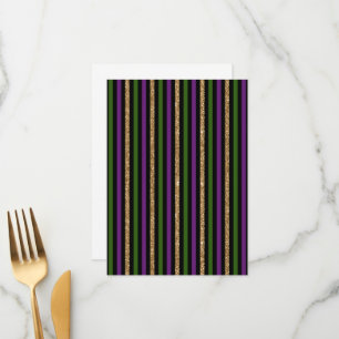 Menu Mardi Gras Lignes Verticales Paillettes Dorées NOL