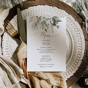 Menu Mariage à feuillage persistant hiver minimaliste