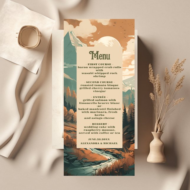 Menu Mariage À feuillage persistant Rustic Mountain For (Créateur téléchargé)