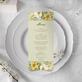 Menu mariage à fleurs vert et beige