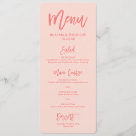 Menu Mariage à main chic | Corail