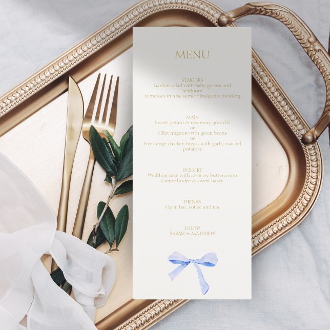 Menu Mariage à ruban bleu tendance (Créateur téléchargé)