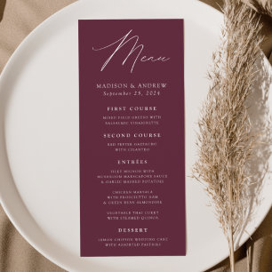 Menu Mariage à vin moderne Elegance
