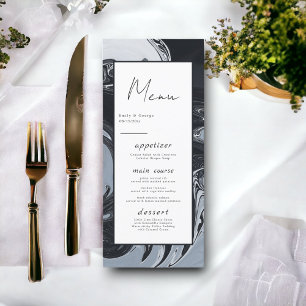 Menu Mariage Abstrait minimaliste noir et blanc moderne