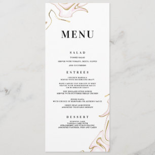 Menu Mariage Agate de marbre   Rose et or