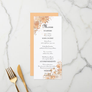 Menu Mariage Aquarelle Florale Rustique d'Automne