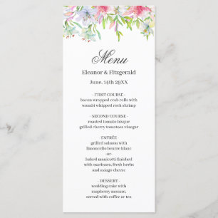 Menu Mariage Aquarelle Lilies