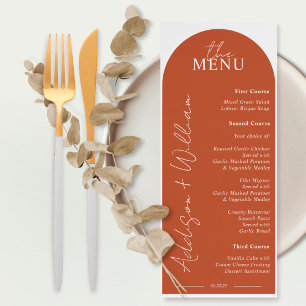 Menu Mariage Arch en terre cuite moderne