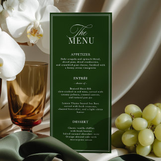 Menu Mariage Argent Ancien Vert Foncé