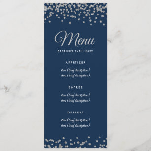 Menu mariage Argent Faux Parties scintillant Confe