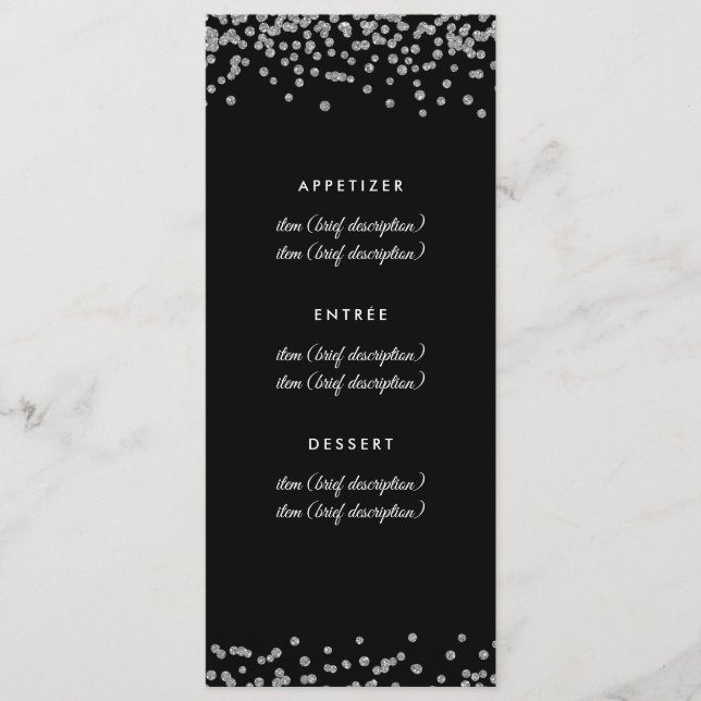 Menu mariage Argent Faux Parties scintillant Confe (Devant)
